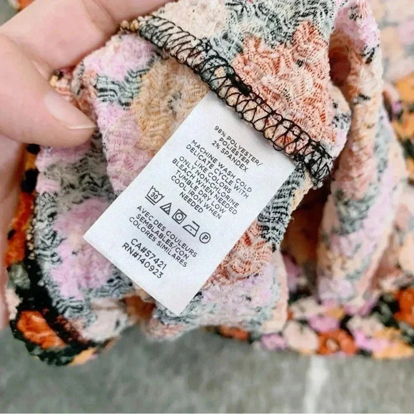 LOFT Floral Textured Button Tie Front Top - Picture 10 of 12